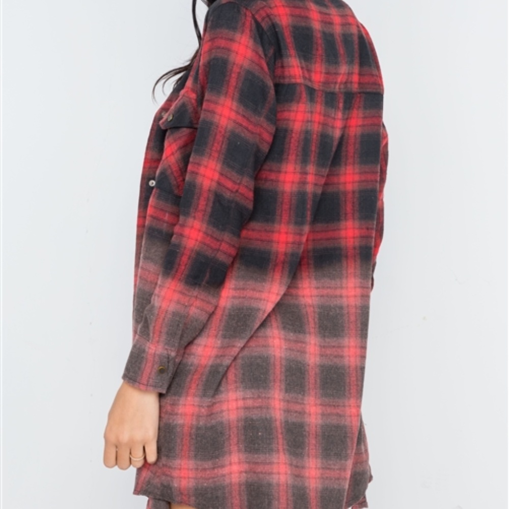Lumberjack Black & Red Ombre Flannel Shirt Dress - Picture 2 of 5